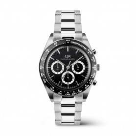 DANIEL WELLINGTON - OROLOGIO ICONIC TACHYMETER 3-LINK BLACK SILVER - 42MM