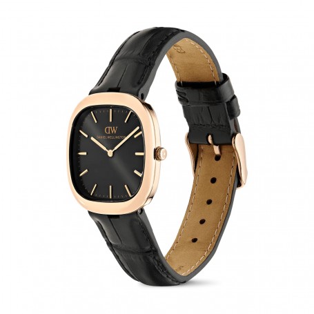 DANIEL WELLINGTON - OROLOGIO CORT BLACK LEATHER BLACK ROSE GOLD - 30X38MM