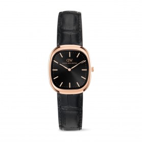 DANIEL WELLINGTON - OROLOGIO CORT BLACK LEATHER BLACK ROSE GOLD - 30X38MM