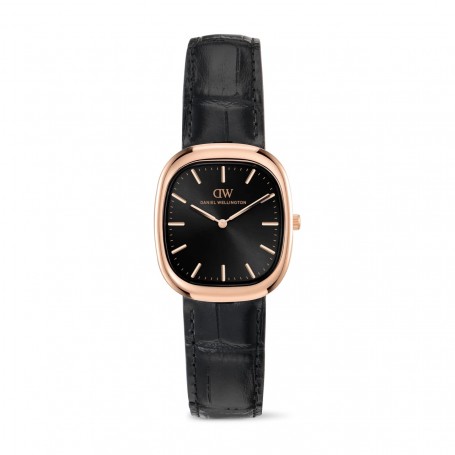 DANIEL WELLINGTON - OROLOGIO CORT BLACK LEATHER BLACK ROSE GOLD - 30X38MM