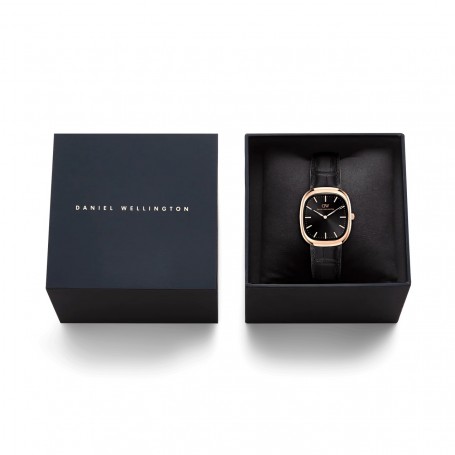 DANIEL WELLINGTON - OROLOGIO CORT BLACK LEATHER BLACK ROSE GOLD - 30X38MM