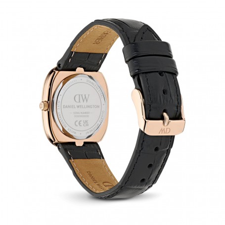 DANIEL WELLINGTON - OROLOGIO CORT BLACK LEATHER BLACK ROSE GOLD - 30X38MM