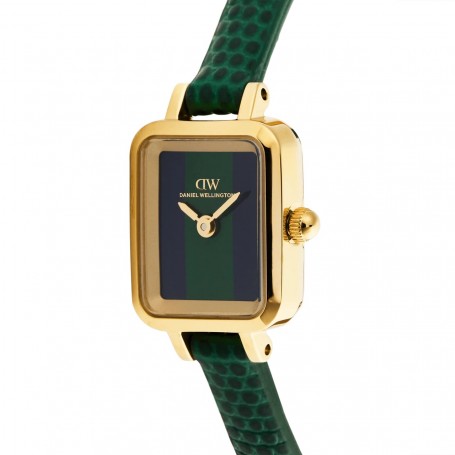 DANIEL WELLINGTON - OROLOGIO QUADRO MINI GREEN LIZARD WARWICK GOLD - 15,4X18,2MM