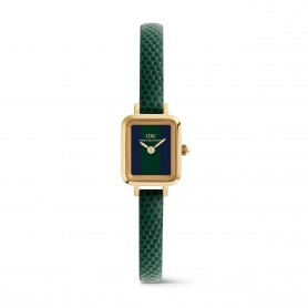 DANIEL WELLINGTON - OROLOGIO QUADRO MINI GREEN LIZARD WARWICK GOLD - 15,4X18,2MM