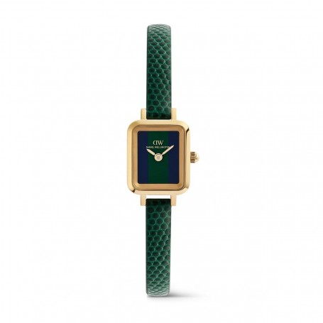 DANIEL WELLINGTON - OROLOGIO QUADRO MINI GREEN LIZARD WARWICK GOLD - 15,4X18,2MM