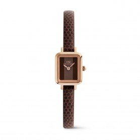DANIEL WELLINGTON - OROLOGIO QUADRO MINI BROWN LIZARD PADSTOW ROSE GOLD - 15,4X18,2MM