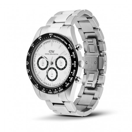 DANIEL WELLINGTON - OROLOGIO ICONIC TACHYMETER 3-LINK SILVER - 42MM