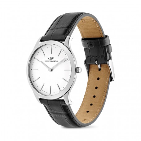 DANIEL WELLINGTON - OROLOGIO PATHFINDER BLACK-CROC FROST-WHITE SILVER - 39MM