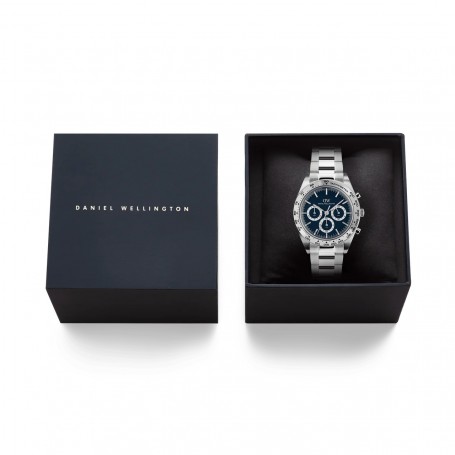 DANIEL WELLINGTON - OROLOGIO ICONIC TACHYMETER 3-LINK ARTIC SILVER - 42MM