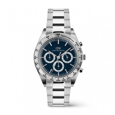 DANIEL WELLINGTON - OROLOGIO ICONIC TACHYMETER 3-LINK ARTIC SILVER - 42MM