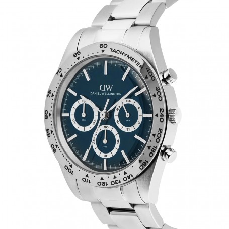 DANIEL WELLINGTON - OROLOGIO ICONIC TACHYMETER 3-LINK ARTIC SILVER - 42MM