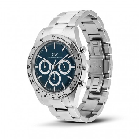 DANIEL WELLINGTON - OROLOGIO ICONIC TACHYMETER 3-LINK ARTIC SILVER - 42MM