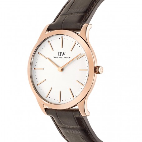 DANIEL WELLINGTON - OROLOGIO PATHFINDER BROWN-CROC FROST-WHITE ROSE GOLD - 39MM