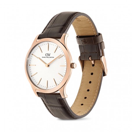 DANIEL WELLINGTON - OROLOGIO PATHFINDER BROWN-CROC FROST-WHITE ROSE GOLD - 39MM