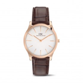 DANIEL WELLINGTON - OROLOGIO PATHFINDER BROWN-CROC FROST-WHITE ROSE GOLD - 39MM