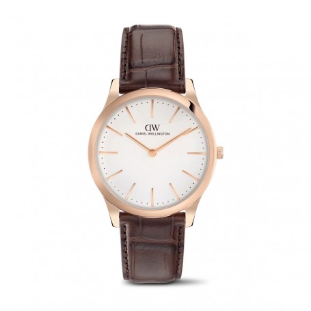 DANIEL WELLINGTON - OROLOGIO PATHFINDER BROWN-CROC FROST-WHITE ROSE GOLD - 39MM