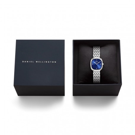 DANIEL WELLINGTON - OROLOGIO CORTA ROYAL BLUE GRAIN-LINK SILVER - 24X28MM