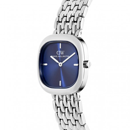 DANIEL WELLINGTON - OROLOGIO CORTA ROYAL BLUE GRAIN-LINK SILVER - 24X28MM