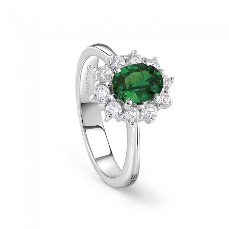 SALVINI - LOVE FOR COLOR 0,38 - Anello brill. e smeraldo mis.13