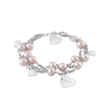 SALVINI - JUST LOVE - Bracciale arg. cuore brill. e perle fw