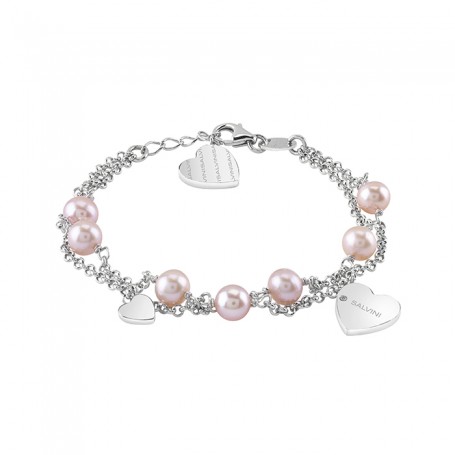 SALVINI - JUST LOVE - Bracciale arg. cuore brill. e perle fw