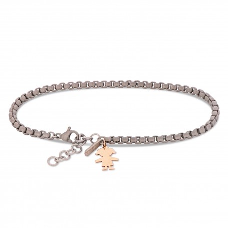MANO J - BRACCIALE SCOOBYDOO IN TITANIO CON BIMBA IN ORO ROSSO 9KT
