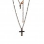 MANO J - COLLANA CON CROCE MEDIA IN TITANIO - ORO ROSSO 18KT - ORO ROSSO 9KT - DIAMANTI NERI E CATENA