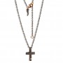 MANO J - COLLANA CON CROCE MEDIA IN TITANIO - ORO ROSSO 18KT - ORO ROSSO 9KT - DIAMANTI NERI E CATENA