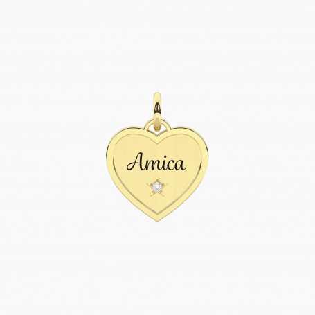 KIDULT - COLLEZIONE AMICA - CIONDOLO DORATO CON SCRITTA AMICA