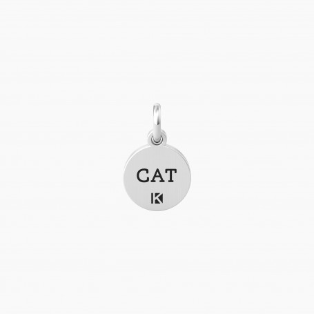 KIDULT - COLLEZIONE AMORE - CIONDOLO TONDO CON SCRITTA CAT E CRISTALLO