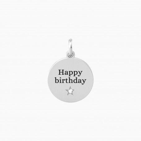 KIDULT - COLLEZIONE BIRTHDAY - CIONDOLO TONDO HAPPY BIRTHDAY CON CRISTALLO