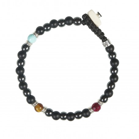 GERBA - COLLEZIONE WINTER BLACK - BRACCIALE IN ARGENTO 925 CON PIETRE DURE, CERAMICA E MURRINA