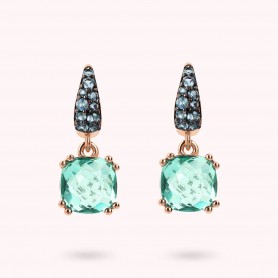 BRONZALLURE - ORECCHINI PENDENTI CON PRISMA GEM QUADRATA E PAVE'