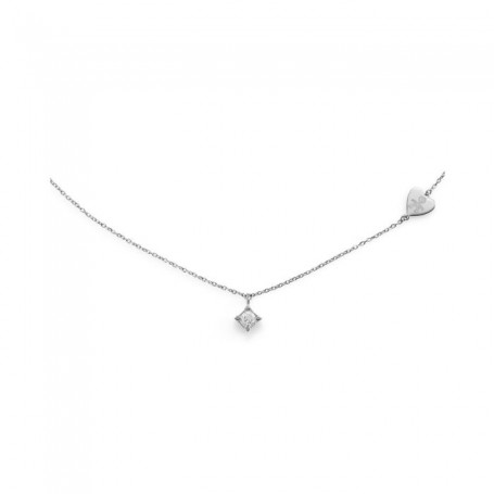 LE BEBE - COLLEZIONE PER SEMPRE - COLLANA CON DIAMANTE CON SAGOMA BIMBO INCISA