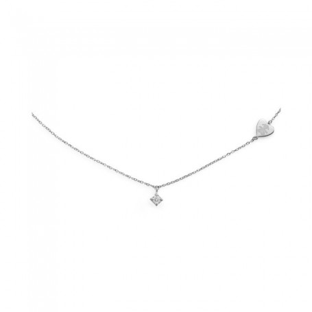 LE BEBE - COLLEZIONE PER SEMPRE - COLLANA CON DIAMANTE CON SAGOMA BIMBA INCISA