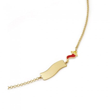 LE BEBE - COLLEZIONE FORTUNA - BRACCIALE CON CORNETTO E TARGHETTA