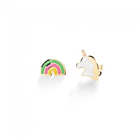 LE BEBE - COLLEZIONE TOYS - ORECCHINI CON UNICORNO E ARCOBALENO