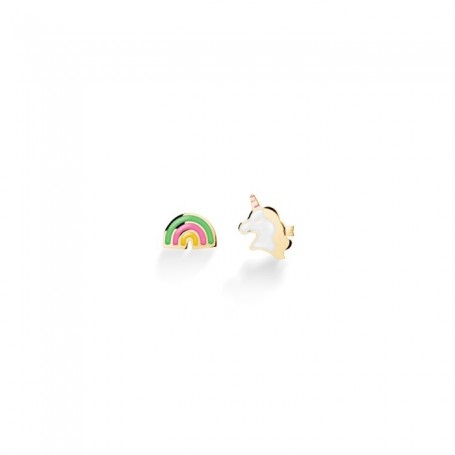 LE BEBE - COLLEZIONE TOYS - ORECCHINI CON UNICORNO E ARCOBALENO